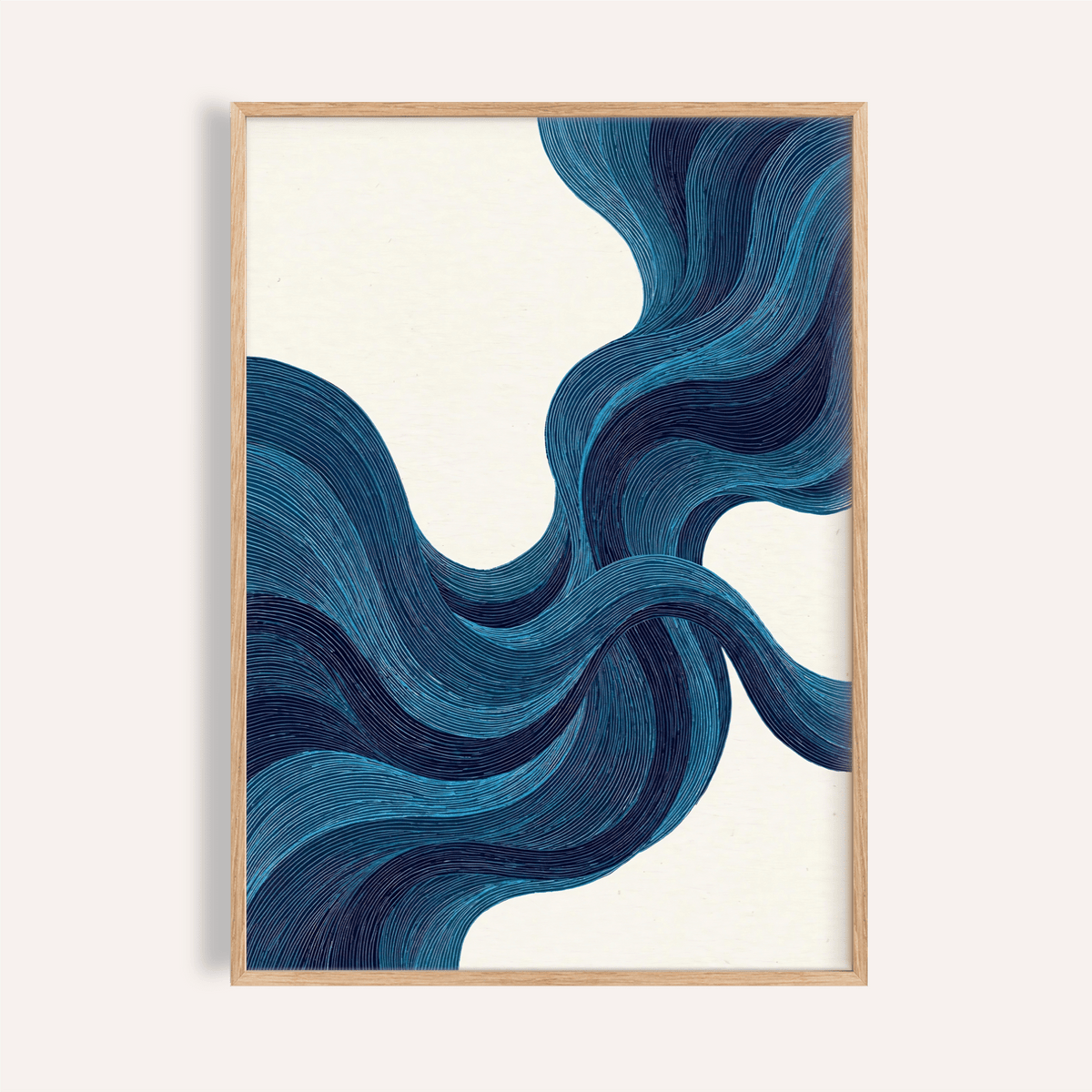 Blue Line Wall Art in blue and beige for living room wall art