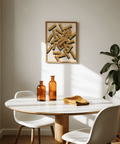 Fusilli Pasta Art wall art in beige and yellow for dining space