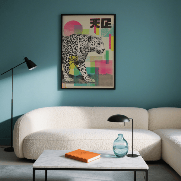Children’s room wall art Abstract Leopard Art Print in pink and yellow tones