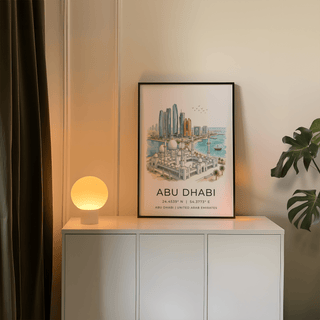 Abu Dhabi Art Print travel poster style cityscape illustration