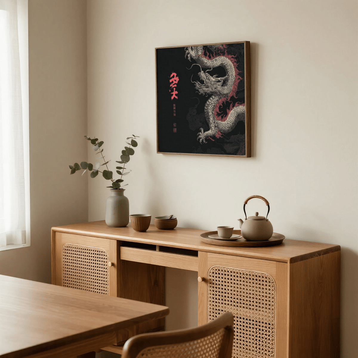 Gray Dragon Poster ideal for modern bedroom decor