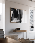 Minimalist Black and White Print abstract poster for hallway using White and Black