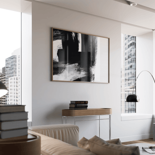Minimalist Black and White Print abstract poster for hallway using White and Black