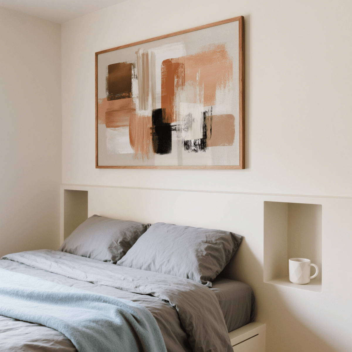 Terracotta and Cream Wall Art in vibrant Orange with Beige for office poster