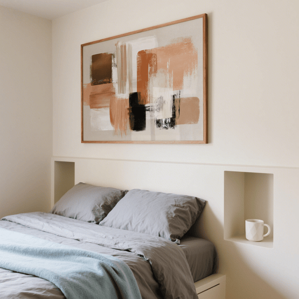 Terracotta and Cream Wall Art in vibrant Orange with Beige for office poster