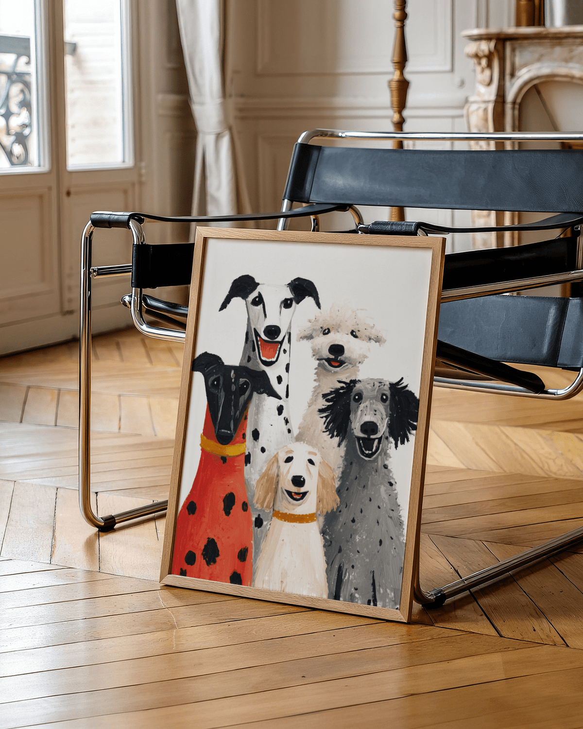 Dog Portrait Art Print in black and white shades perfect for nursery wall art