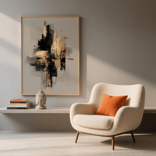 Chic Gold Wabi Sabi Print wall art with beige, black for entryway decor