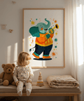 Musical Animal Poster multicolored design for a playroom wall art