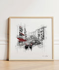 Wall art of Venice Italy square print with gondolas and canal bridge