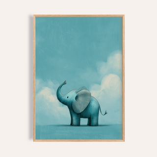 Nursery Animal Poster in blue, perfect for nursery art print in kids room
