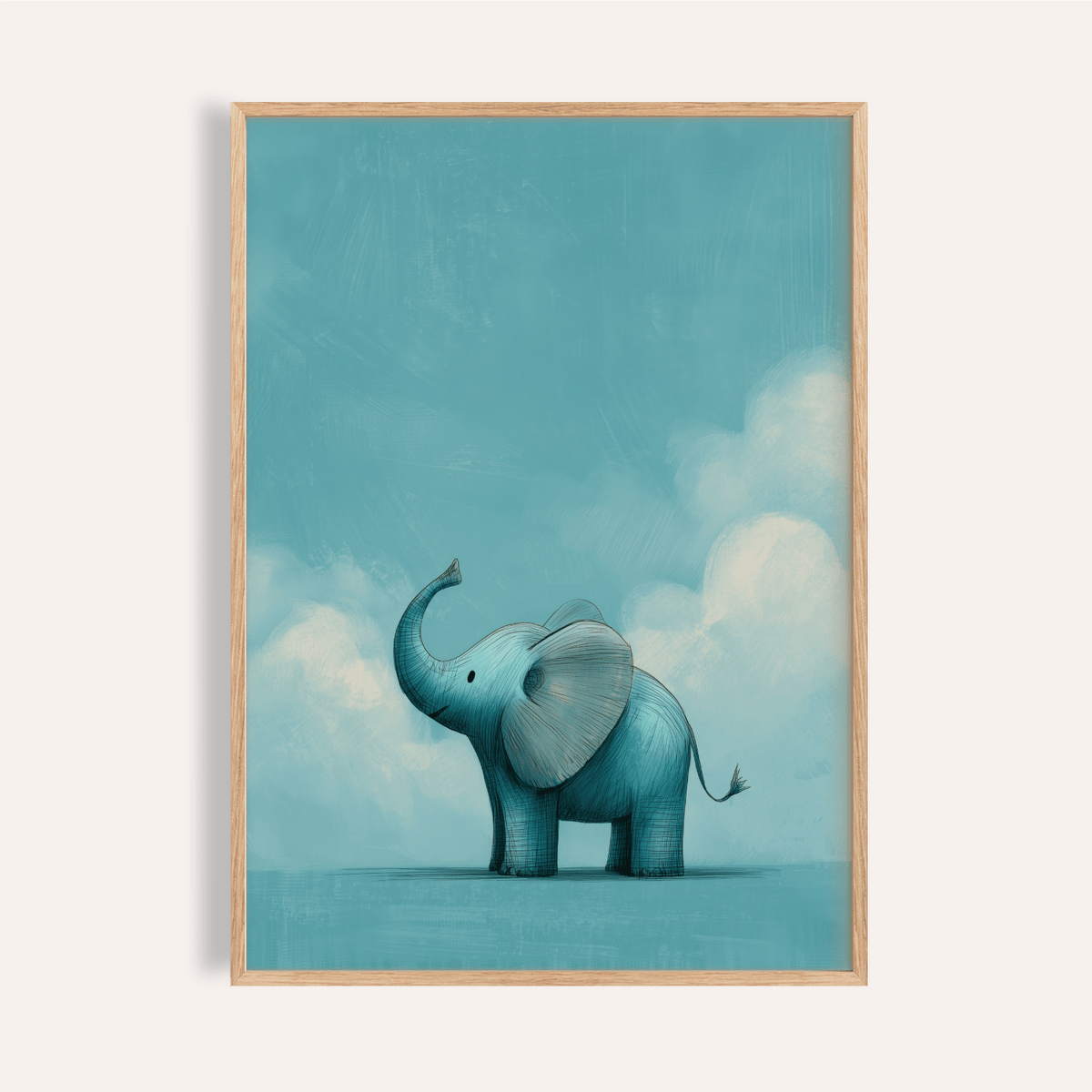 Nursery Animal Poster in blue, perfect for nursery art print in kids room