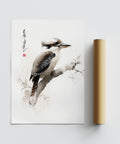 Japanese Bird Art Kookaburra Print with calm, natural atmosphere for home walls