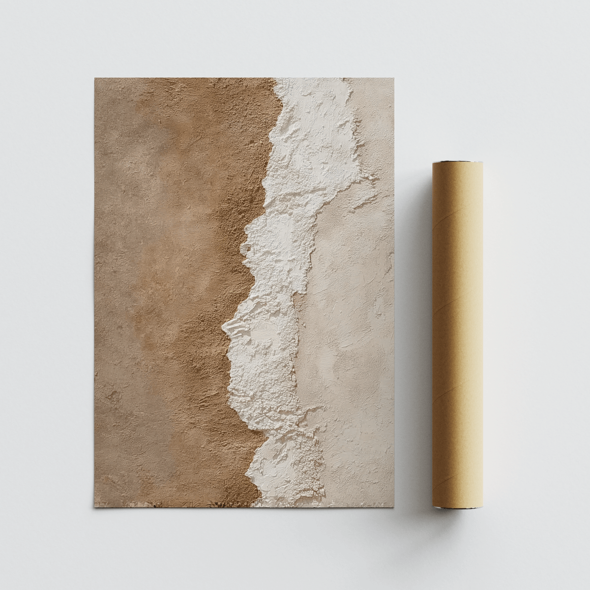Neutral Textured Art Print in Brown and Beige for dining area