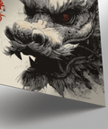 Dragon Head Print with detailed scales, black, gray, white, home decor