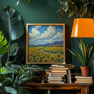 Sunflower Field Poster Multicolored shades for reading nook decor