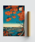 Japanese Landscape Art Print showing autumn colors for hallway art print