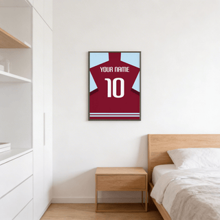 Graphic football shirt wall art print showing YOUR NAME text and number 10