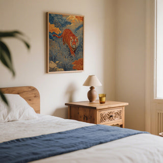 Majestic animal wall decor featuring a stylized tiger in golden grass.