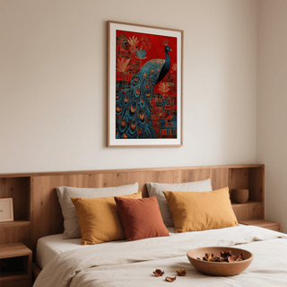Lotus-like florals intertwined with geometric borders