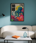 A bold Colorful Octopus Art Print, Red and Black colors, perfect wall art