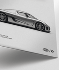 Koenigsegg Car Print wall art in Black and Gray for automotive-themed rooms
