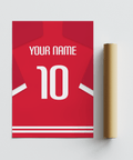 Close-up of Liverpool Football Shirt Poster typography with YOUR NAME and number 10