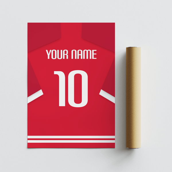 Close-up of Liverpool Football Shirt Poster typography with YOUR NAME and number 10