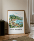 Panoramic Santa Marta Art Print with waterfront skyline and boats in harbor