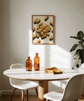 Rigatoni Pasta Print enhancing kitchen decor in yellow and beige