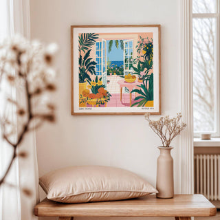 Matisse-inspired coastal wall art in bold tones for creative dining spaces