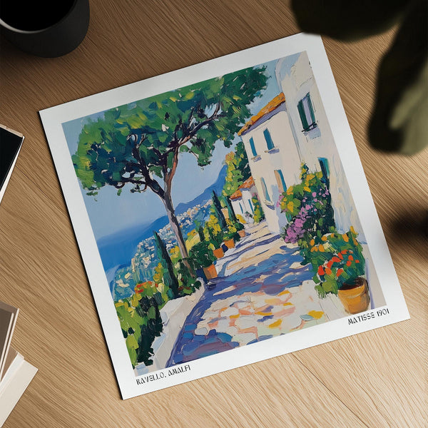 Ravello hillside garden captured in bold brushstrokes, part of our Prints of Amalfi Coast.