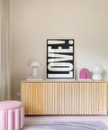 LOVE typography wall art, ideal for gifting or home decor.