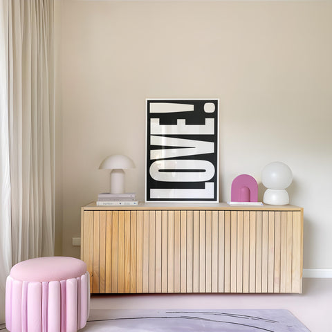 LOVE typography wall art, ideal for gifting or home decor.