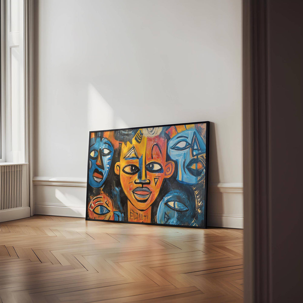Decorative tribal artwork featured in abstract African wall art
