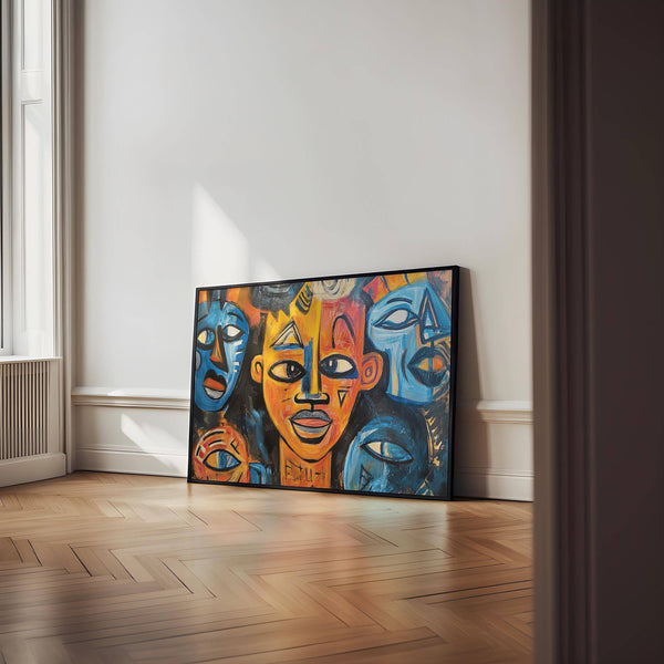 Decorative tribal artwork featured in abstract African wall art