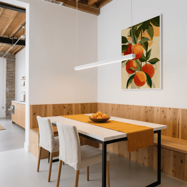 Fruit Art Print botanical orange, green, and yellow, ideal for breakfast nook