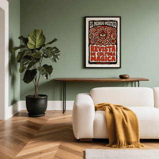 Antique Mexican Art Print poster with Revista de Cultura Mágica text