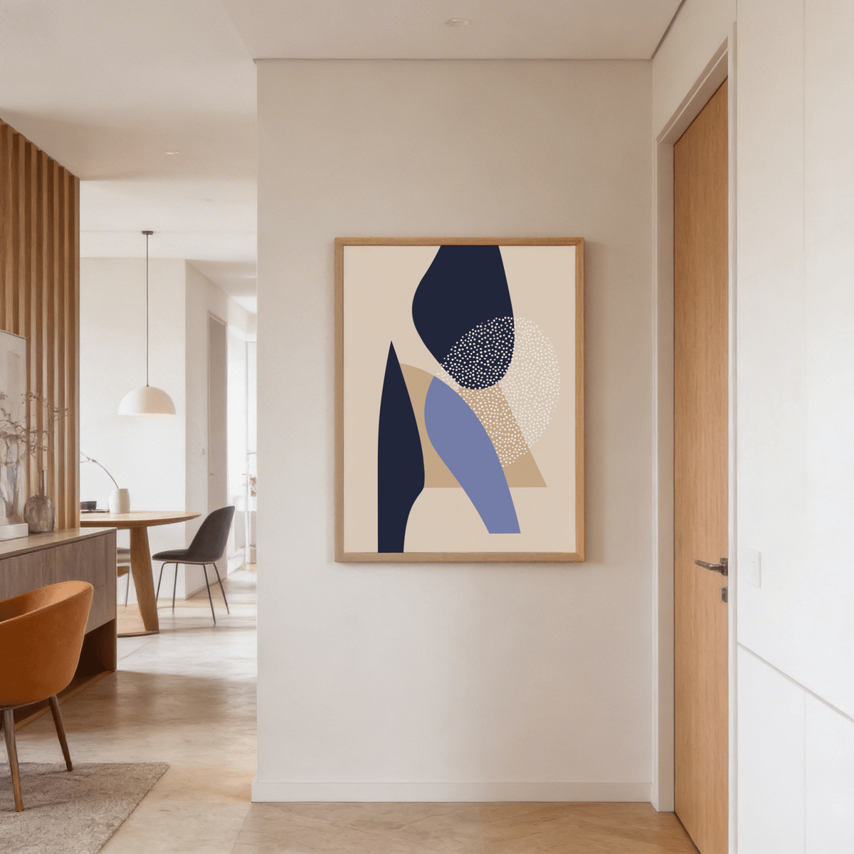 Minimalist composition Abstract Geometric Wall Art print featuring layered curves