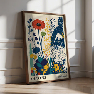 Modern poster flowers artwork featuring abstract botanicals in vibrant tones