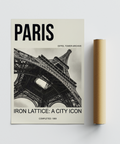 Typographic French landmark print with archive style captions and completion year
