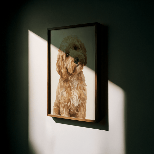 Light Brown Cockapoo Print wall art for dog lovers’ living room