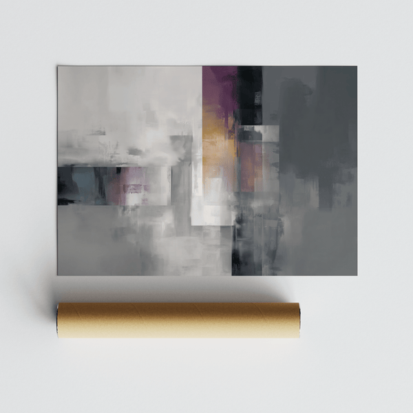 Purple, Gray, Black Contemporary Poster as stylish wall art for foyer