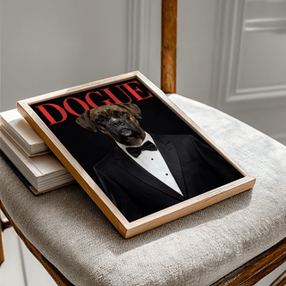Elegant Dogue Boxer Poster art print for dog lovers, Black, Red, White