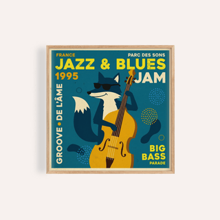 Jazz Blues Art Print with Green and Blue for living room wall art