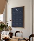 Minimalist Calendar poster for Blue and White home decor in kitchen