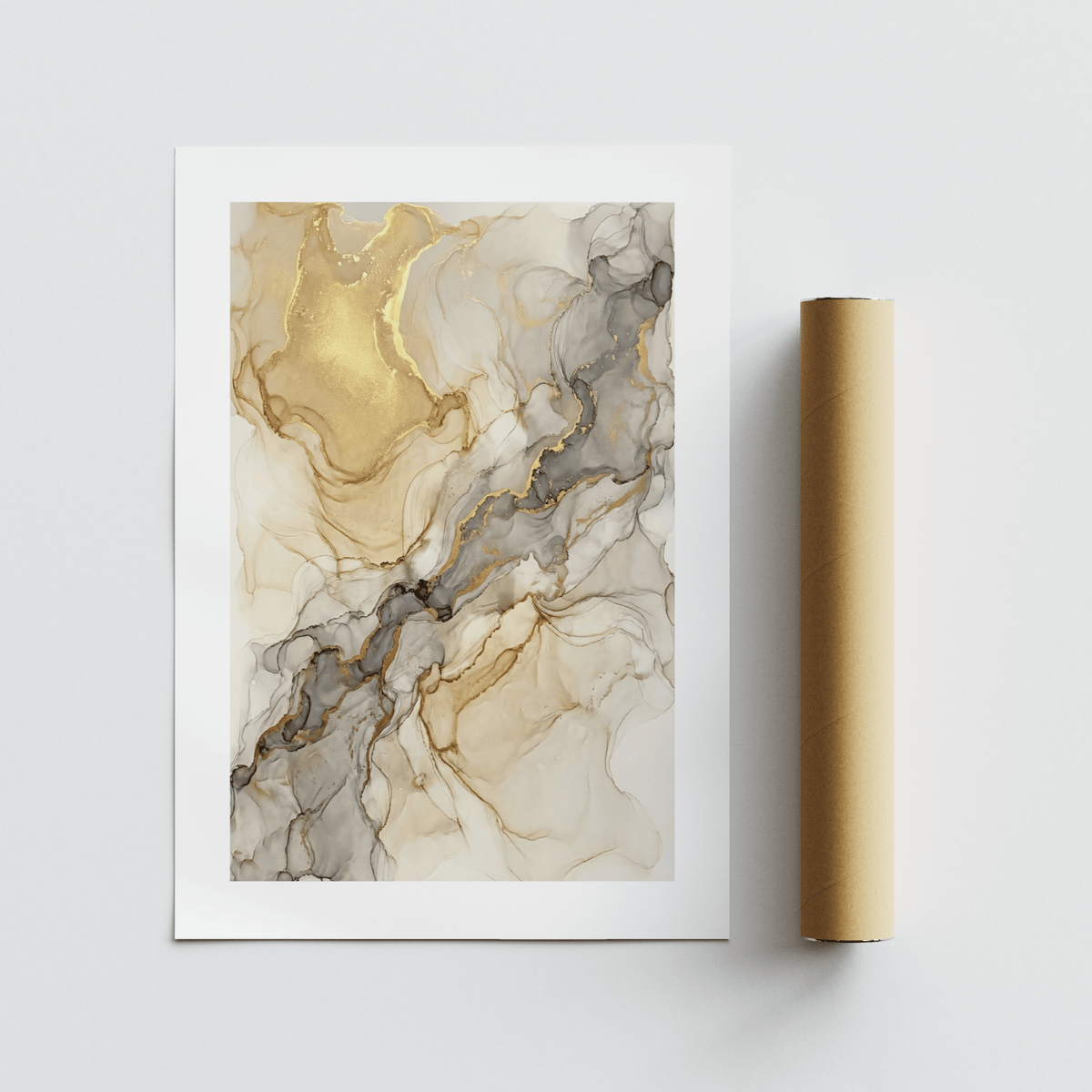 Fluid Art Gold Poster detail showing metallic tracer lines
