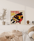 Jazz Festival Poster decor in bold Yellow, Red, Black suitable for hallway wall art