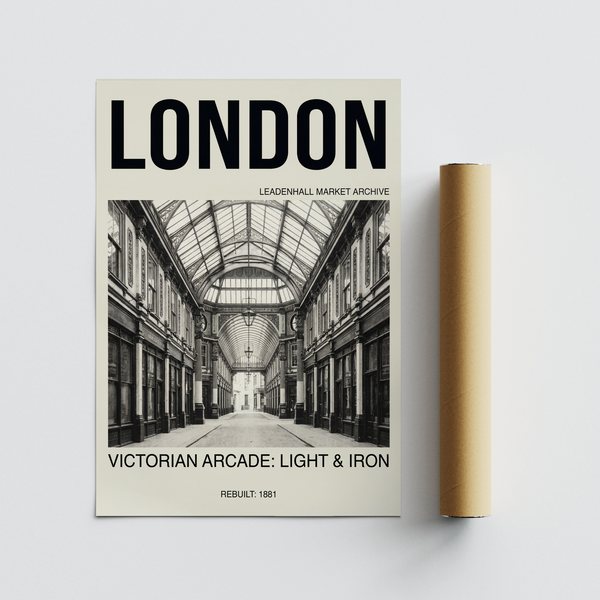 Black and white London arcade architecture Victorian London Art Print
