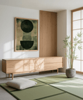 Green Wabi Sabi Print poster for modern living space, main colors green and beige