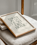 No place like home print art print for dining room in Beige and Green